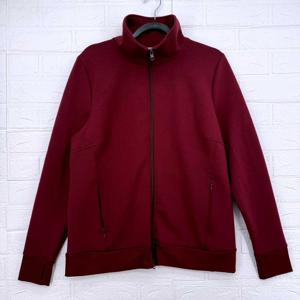 T by Talbots Track Jacket Men XL Petite Burgundy Full Zip Activewear Athleisure